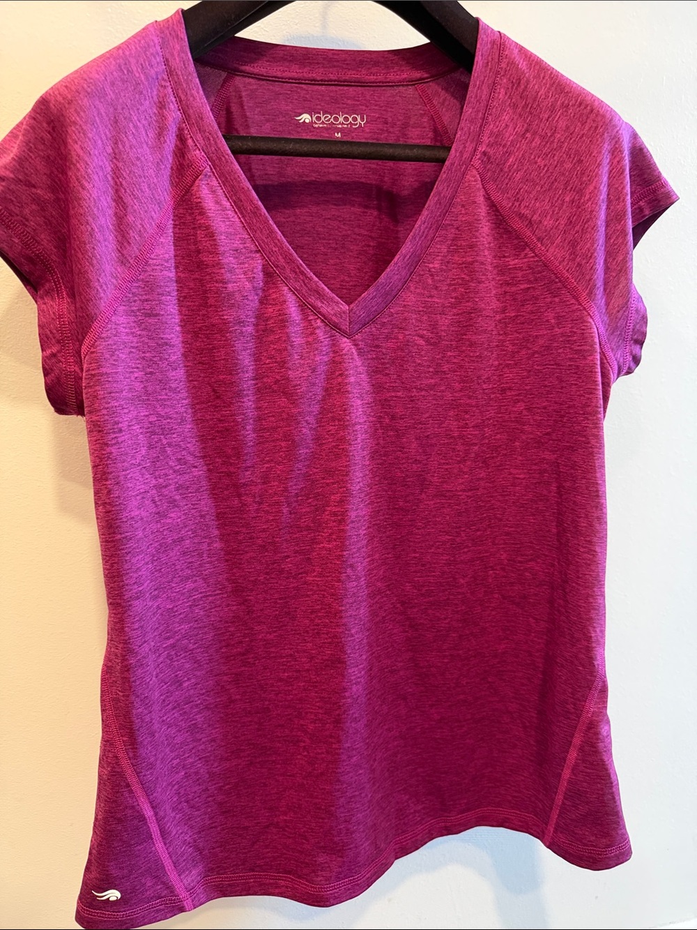 Ideology Heathered Raspberry V-Neck Short Sleeve Tee